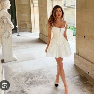 Cupid white pleated mini corset dress
